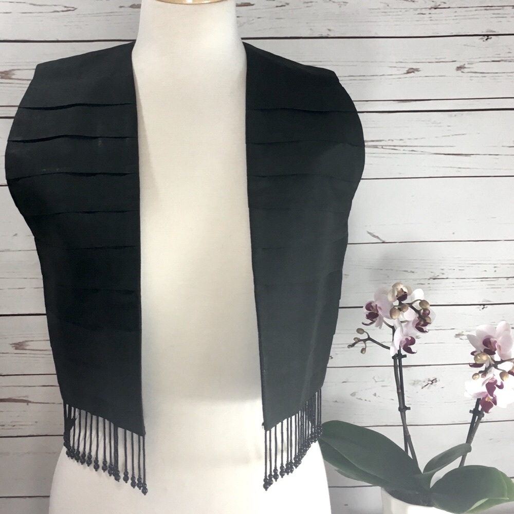 100% SILK vest w/ bead tassels